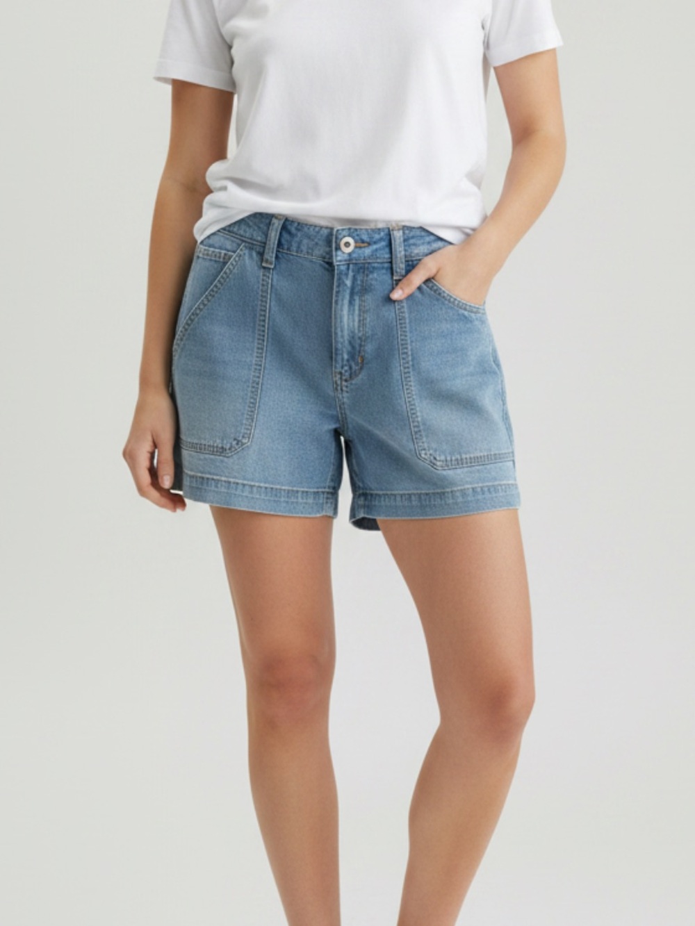 Old Navy Light Blue Denim Patch-Pocket Shorts